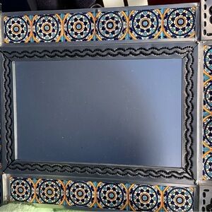 Decorative Blue and Orange Wall Mirror